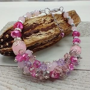 Hand Crafted Beaded Cluster Chunky Bracelet